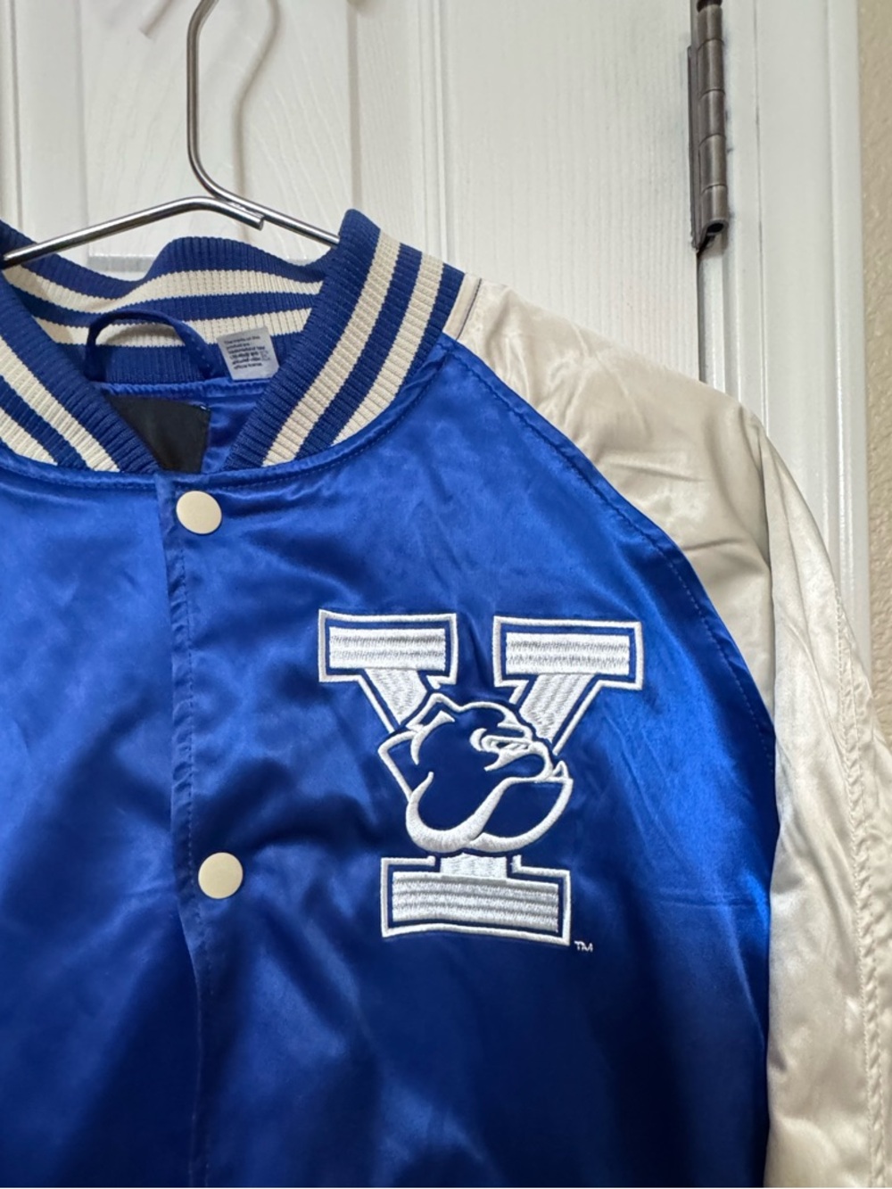 Retro High End University of YALE Blue Satin Letterman Jacket Men’s XL H&M - Picture 3 of 7